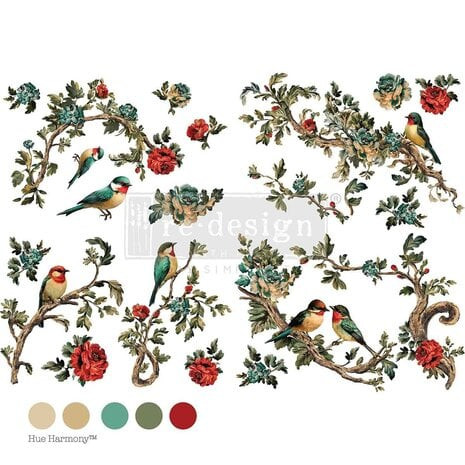 Siirtokuva 60x88 cm - Re-Design with Prima Rosette Aviary Decor Transfers