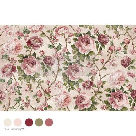 Kuitupaperi 49x76 cm - Re-Design Decoupage Decor Tissue Paper Kacha Timeless Blooms