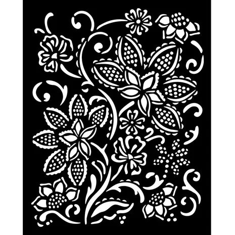Sabluuna 20x25 cm - Stamperia Timeless Thick Stencil Batik Flowers