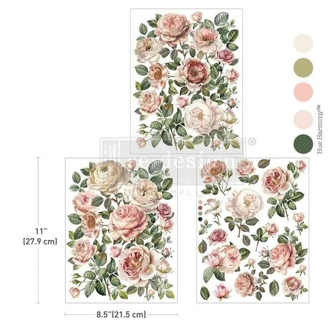 Siirtokuva 27x60 cm - Re-Design Middy Transfers Blush Blossoms