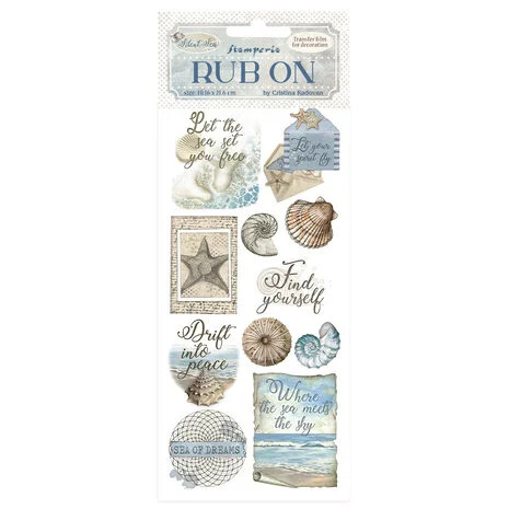 Siirtokuva 10x21 cm - Stamperia Silent Sea Rub-On Shells