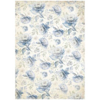 Riisipaperi 21x29 cm - Stamperia Timeless Rice Paper Blue Flowers Pattern