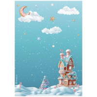 Riisipaperi 21x29 cm - Stamperia Candy Christmas Rice Paper Marzipan House