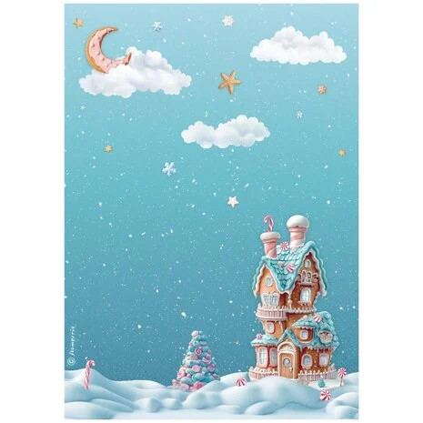 Riisipaperi 21x29 cm - Stamperia Candy Christmas Rice Paper Marzipan House