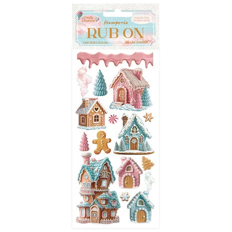 Siirtokuva 10x21 cm - Stamperia Candy Christmas Rub-on Marzipan Houses
