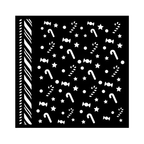 Sabluuna 18x18 cm - Stamperia Candy Christmas Thick Stencil Candycanes Pattern