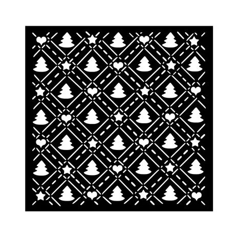Sabluuna 18x18 cm - Stamperia Candy Christmas Thick Stencil Tree Pattern