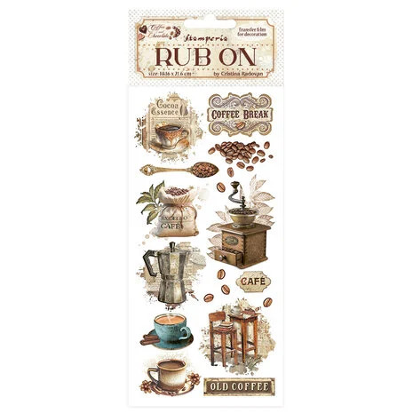 Siirtokuva 10x21 cm - Stamperia Coffee and Chocolate Rub-On Vintage Coffee Moments