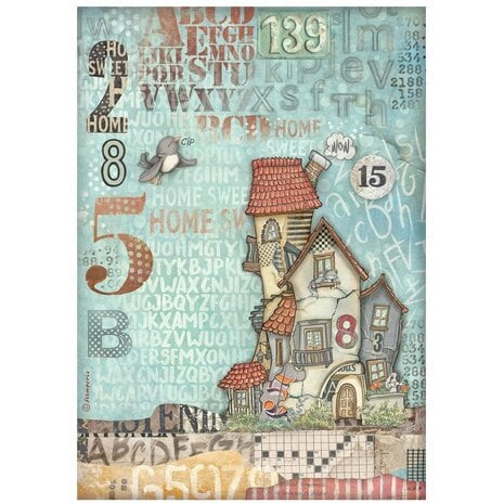 Riisipaperi 21x29 cm - Stamperia Furry Friends Rice Paper House