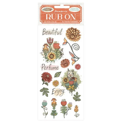 Siirtokuva 10x21 cm - Stamperia Furry Friends Rub-On Flowers