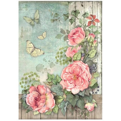 Riisipaperi 21x29 cm - Stamperia House of Roses Rice Paper Flowers Corner