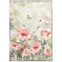 Riisipaperi 21x29 cm - Stamperia House of Roses Rice Paper Roses and Butterfly