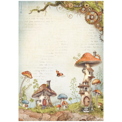 Riisipaperi 21x29 cm - Stamperia Hidden Grove Rice Paper Mushroom Houses