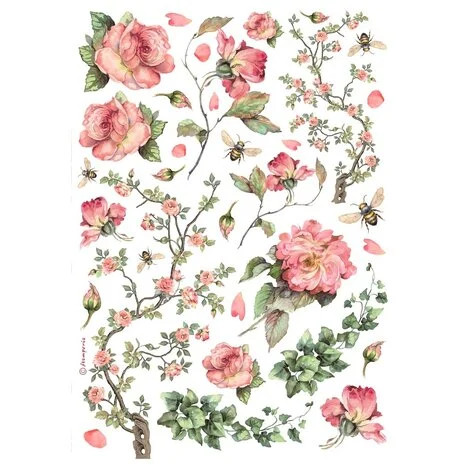 Riisipaperi 21x29 cm - Stamperia Roses and Ivy Rice Paper