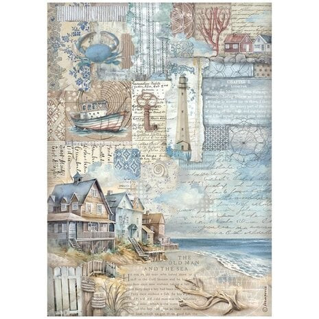 Riisipaperi 21x29 cm - Stamperia Silent Sea Rice Paper Landscape
