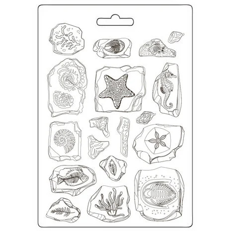 Koristemuotti 15x21 cm - Stamperia Silent Sea Soft Mould Fossils