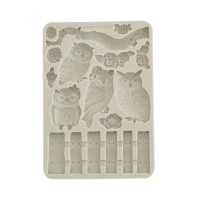 Koristemuotti 15x21 cm - Stamperia The Owl's House Silicon Mould Owls and Branch