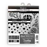 Sabluunapaketti 8 kpl - Stamperia Timeless Thick Stencil Selection