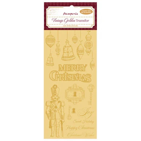 Foliosiirtokuva 10x21 cm - Stamperia Vintage Golden Transfer Merry Christmas