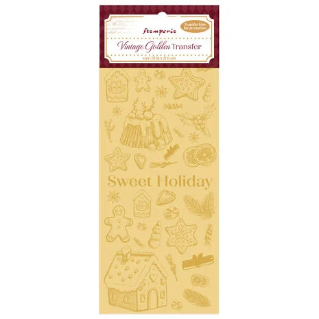Foliosiirtokuva 10x21 cm - Stamperia Vintage Golden Transfer Sweet Holiday