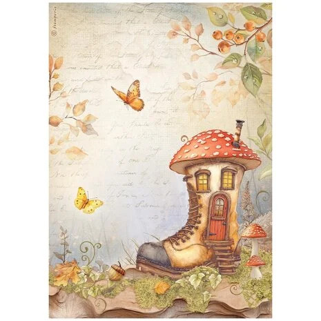 Riisipaperi 21x29 cm - Stamperia Whispering Woods Rice Paper Boot House