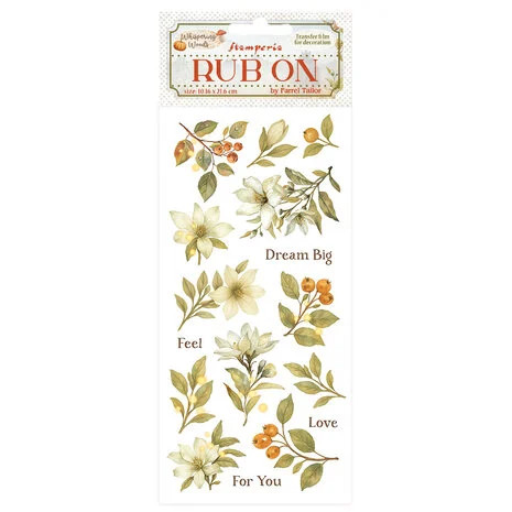 Siirtokuva 10x21 cm - Stamperia Whispering Woods Rub-On Magnolia