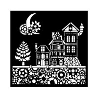 Sabluuna 18x18 cm - Stamperia Gear up for Christmas Thick Stencil Houses