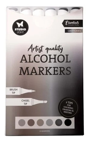 Alkoholitussit 6 kpl, Studio Light Alcohol Markers Greytones