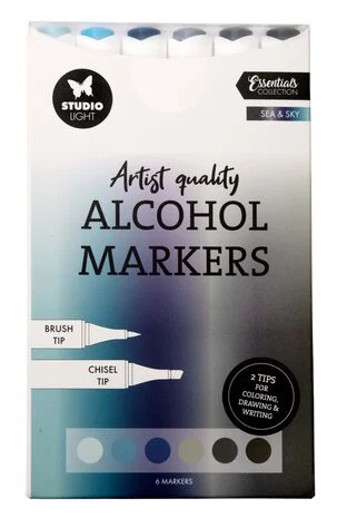 Alkoholitussit 6 kpl, Studio Light Alcohol Markers Sea & Sky