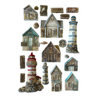 Koristemuotti 15x21 cm - Stamperia Silent Sea Silicon Mould Houses and Lighthouse