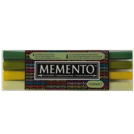 Maalikynät 4 kpl - Tsukineko Memento Ink Marker Dual Tip Greenhouse