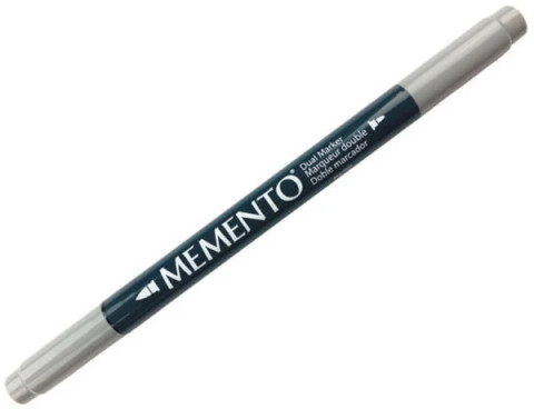 Maalikynä harmaa - Tsukineko Memento Ink Marker Dual Tip London Fog