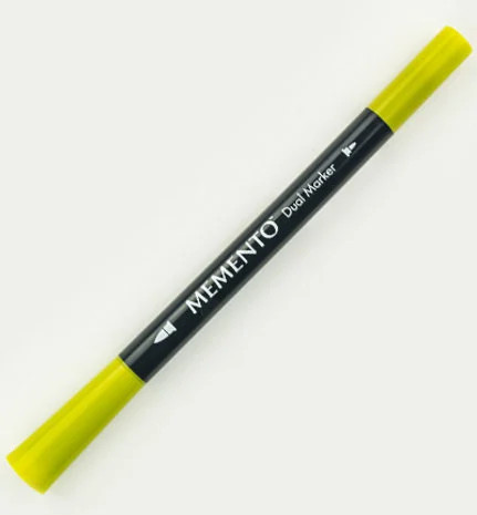 Maalikynä keltainen - Tsukineko Memento Ink Marker Dual Tip Pear Tart