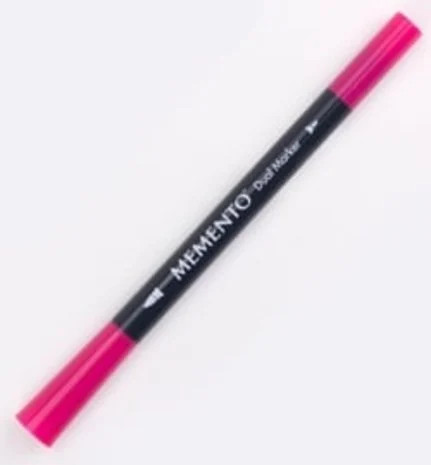 Maalikynä pinkki - Tsukineko Memento Ink Marker Dual Tip Rose Bud