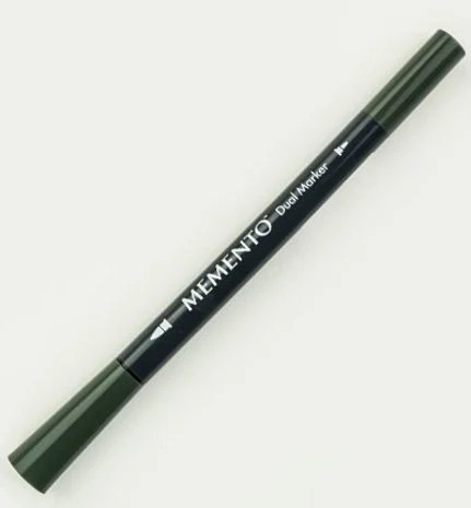 Maalikynä vihreä - Tsukineko Memento Ink Marker Dual Tip Northern Pine