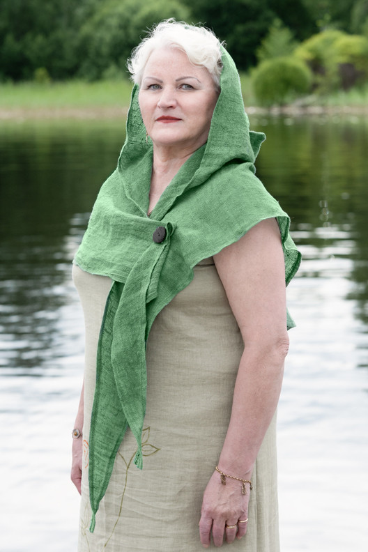 Hupullinen pellavahuivi Alppiruusu