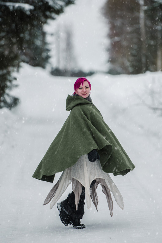 Hupullinen viitta Vilukko, vihreä