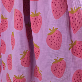 DOUBLE GAUZE STRAWBERRIES - LILAC