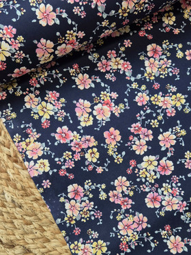 PINNOITETTU PUUVILLA FLOWERY - NAVY