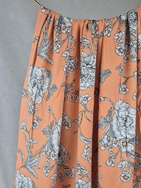 KUDOTTU VISKOOSI - FLOWERS APRICOT