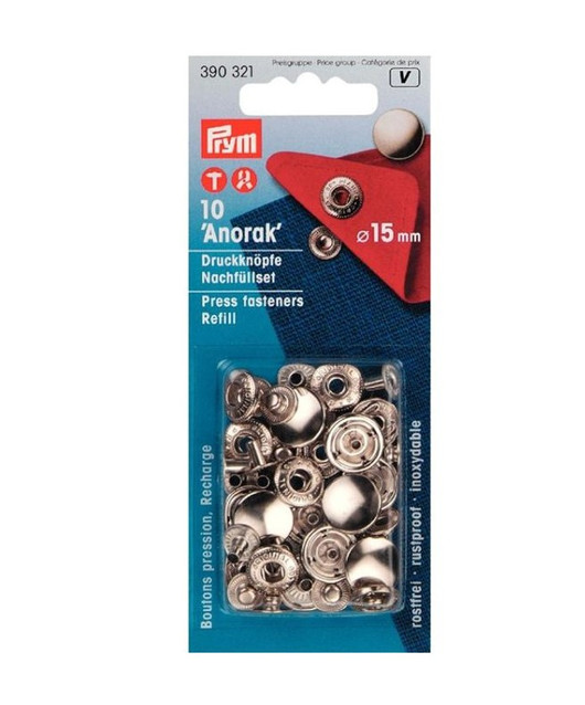 PRYM ANORAKKINEPPARIN TÄYTTÖPAKKAUS 15MM