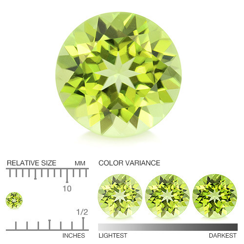  Peridootti 3 mm / 0,1 ct pyöreä