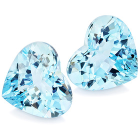 Akvamariini pari 7 x 6 mm / 2 x 1,2 ct sydän