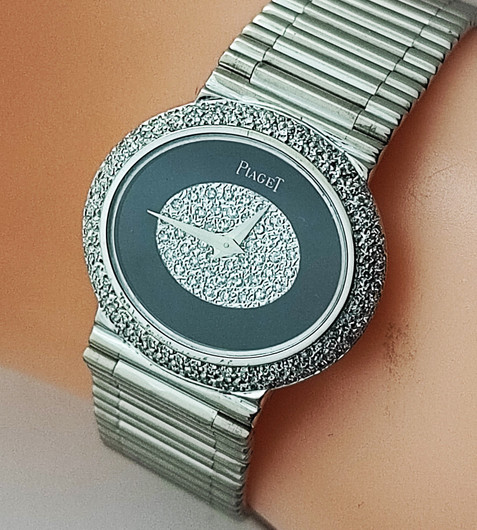Piaget 18ct valko kultainen timantti ranneke kello