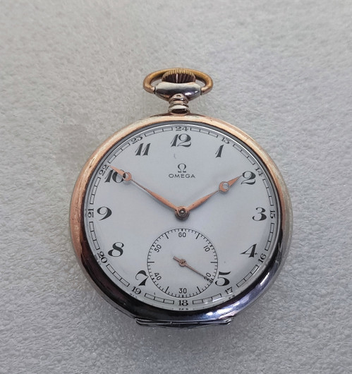 Omega hopeinen vintage taskukello