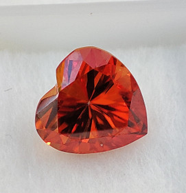 Moissanite 8mm heart orange-red