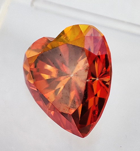 Moissanite 8mm heart orange-red