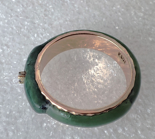 vintage  jade gold ring with diamond