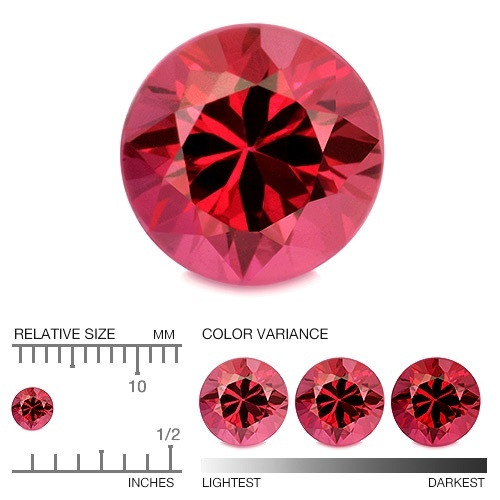 Rubiini  briljantti 3,7mm / VVS 