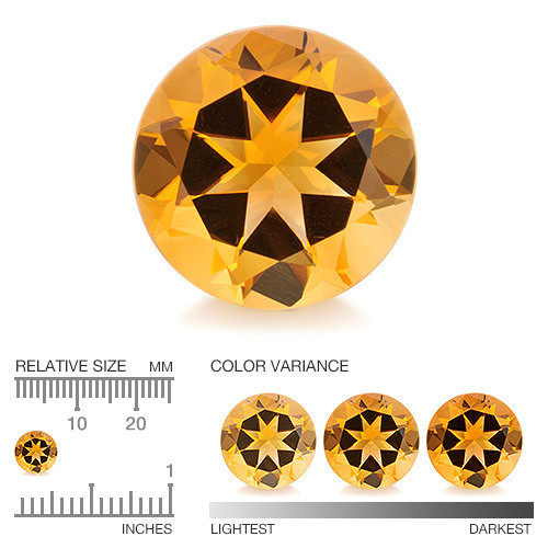 Citriini 2,5 mm / 1.2 ct viistehiottuna pyöreä briljantti